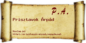 Prisztavok Árpád névjegykártya